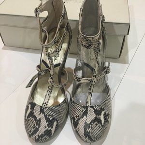 Anthropologie Seychelles B/W Snake Heels 7 NWT